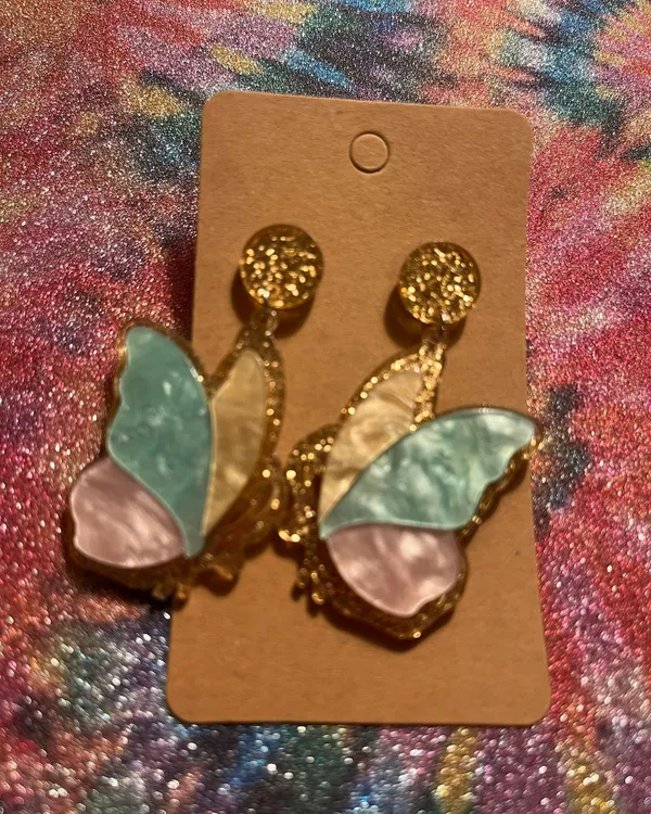 Sparkly Iridescent Butterfly Earrings Multiple - Image 2