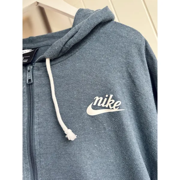 Nike Sportswear Gym Vintage Full Zip Hoodie Blue Organic Cotton 2X CT0635-458 - Image 2