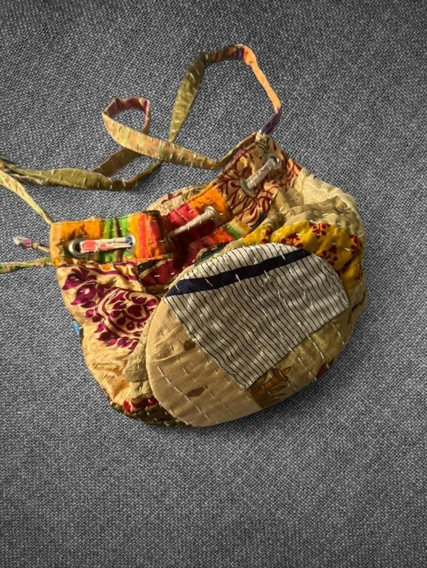World Market Multicolor Patchwork Drawstring Shoulder Bag - Image 4