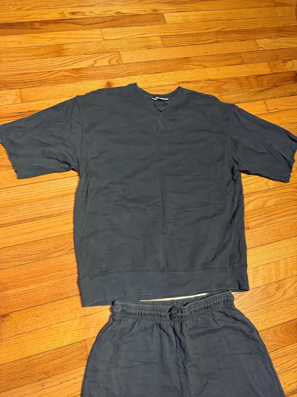 NWOT Zara Lounge Matching Set shirt/pants drawstring Coord top Sz S/M charcoal - Image 4