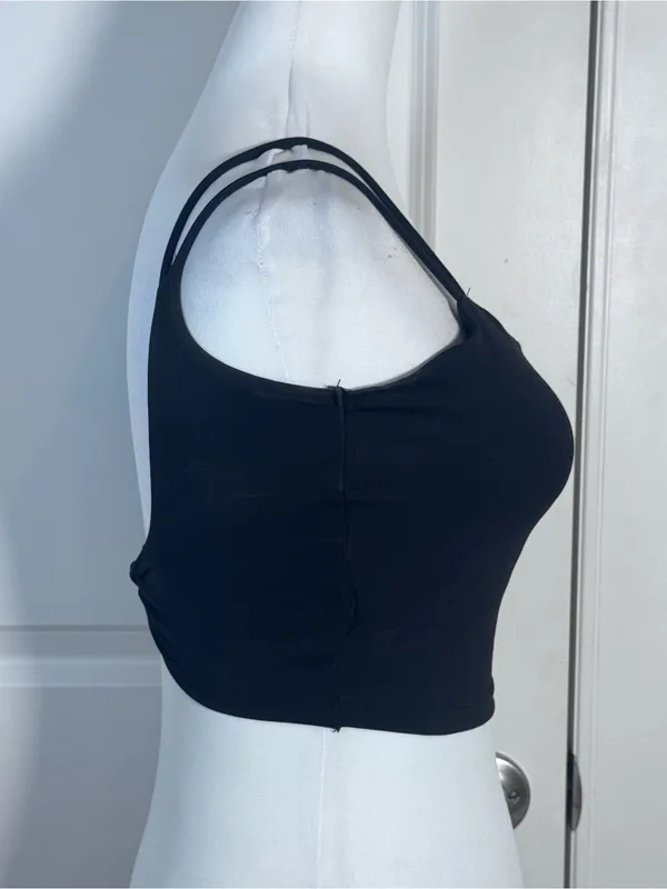 LUYAA Sports Bra Small Black Backless Twist Padded Strappy Yoga Workout Crop Top - Image 5