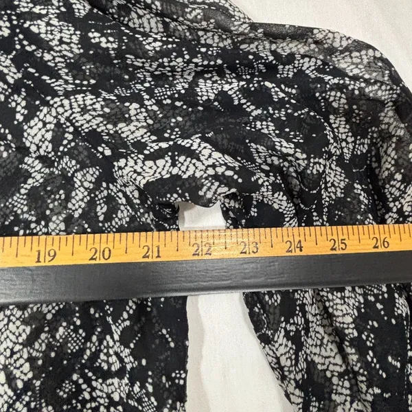 Who What Wear Blouse Black Floral Lace Print Mock Neck‎ Victorian Semi-Sheer L - Image 7