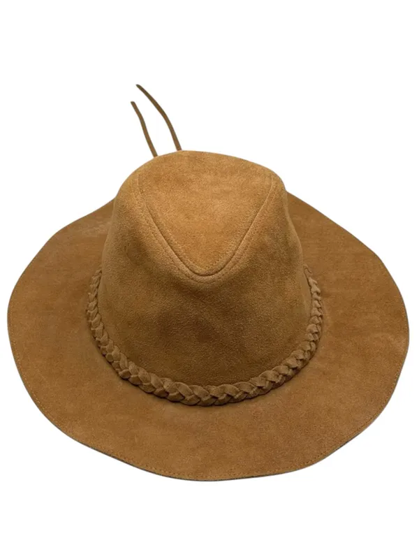 Express 𖤗 Suede Floppy Hat with Braided Trim 𖤗 Brown 𖤗 Festival Boho Hippie Vibe - Image 2