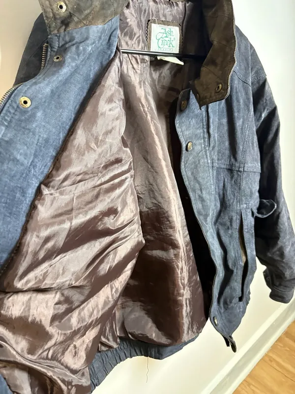 Ash Creek Trading Vintage Suede Leather Bomber Jacket with Oklahoma Seal Buttons - Image 3