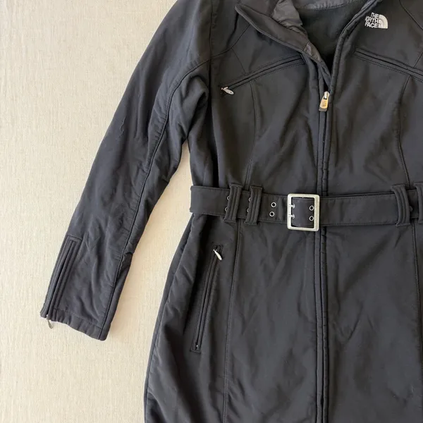The North Face Apex Belted Softshell Trench Coat Jacket Womens Large Black - Image 12