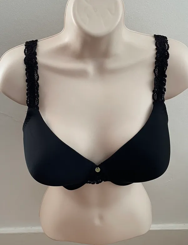 Natori Bra Black Body Double with Lace Full Fit, size 34DD - Image 2
