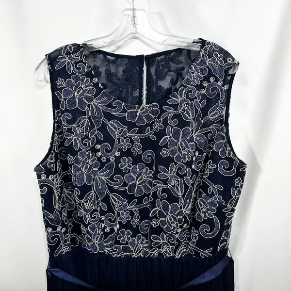 Candalite Plus Size 2X Formal Dress Navy Blue Floral Lace Tulle Prom Party‎ 760 - Image 4