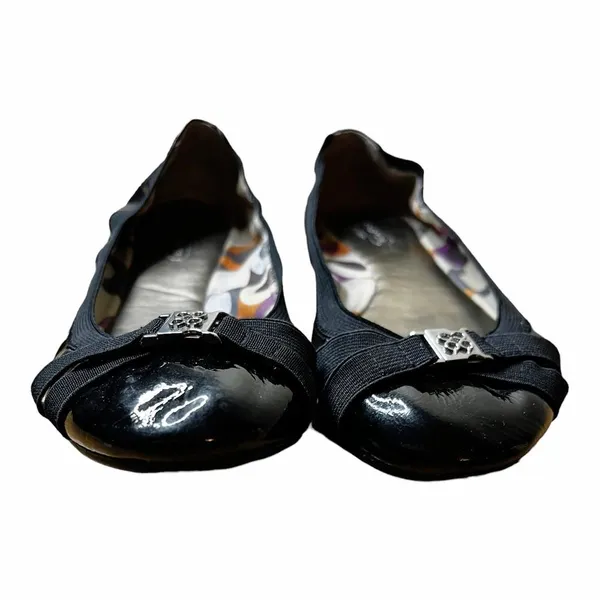 COACH Patent Leather Medallion Buckled Strapped Elastic Ballet Flats Size 9 GUC - Image 3