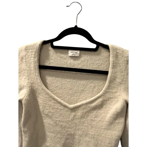Aritzia Wilfred Free Ivory Size Medium Long Sleeve V-Neck Sweater Soft Stretchy - Image 2