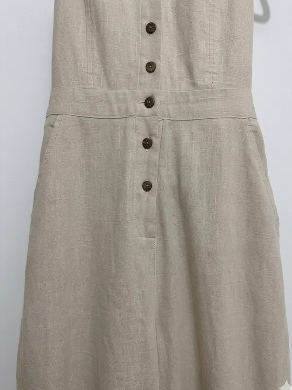 Title: Lulus Linen Wide Leg Button Front Lace Up Back Jumpsuit - M - Image 8