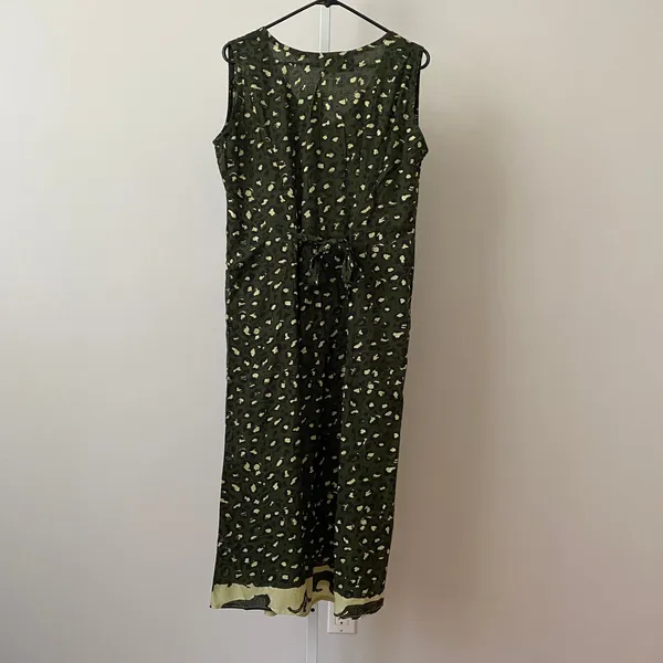 Mamta Rayon Boho Relaxed Lagenlook Animal Print Midi Dress One Size Green - Image 8