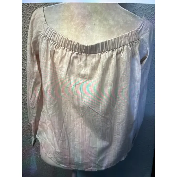 Free People Hello Beautiful Off Shoulder Linen Knit Top Tie Front S NEW Nautical - Image 2