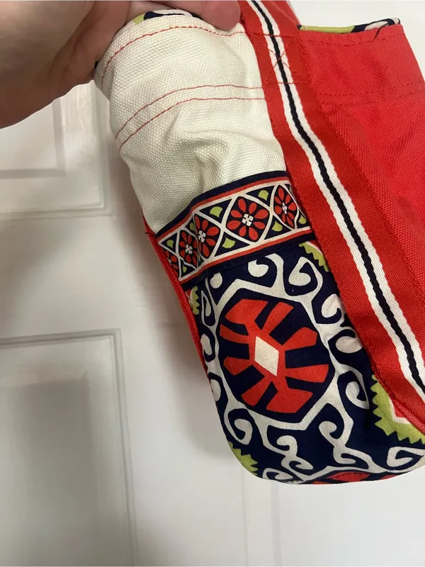 Vera Bradley Red Canvas Tote with Patterned Trim - Image 8