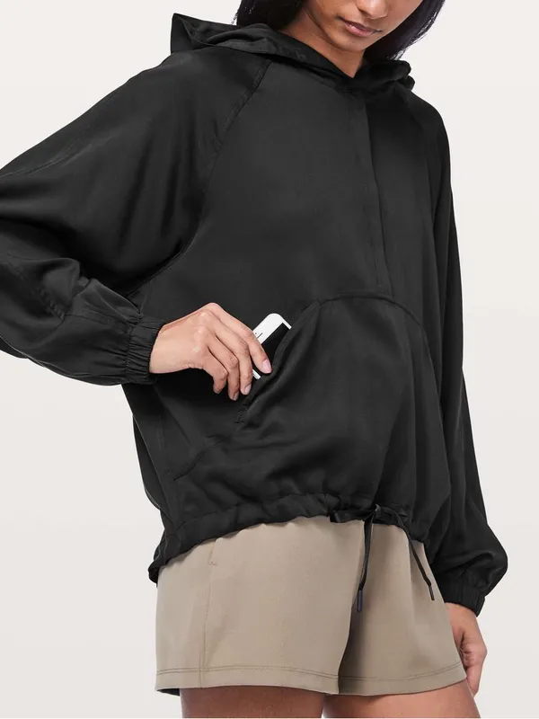 Lululemon City Stroll Half Zip Hoodie Black Size 8 Tencel - Image 2