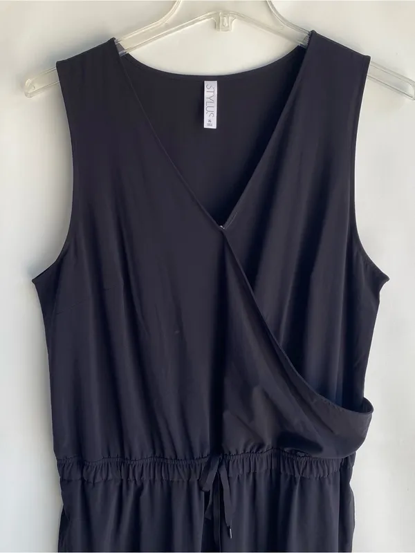Stylus black sleeveless jumpsuit casual athleisure lightweight jogger pant XL - Image 2