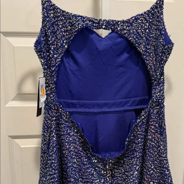 City Studio Blue Sequin‎ Cutout Fit & Flare Dress Size 15/16 NWT - Image 8