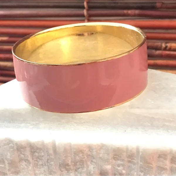 J Crew Bangle Bracelet Mauve Enameled Gold Tone - Image 6