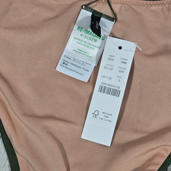 J.‎ Crew Curved-waist cheeky bikini bottom Safari Green S NWT - Image 5