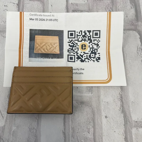 Fendi Baguette Dark Beige Card Holder Nappa Leather - Preowned - Image 13