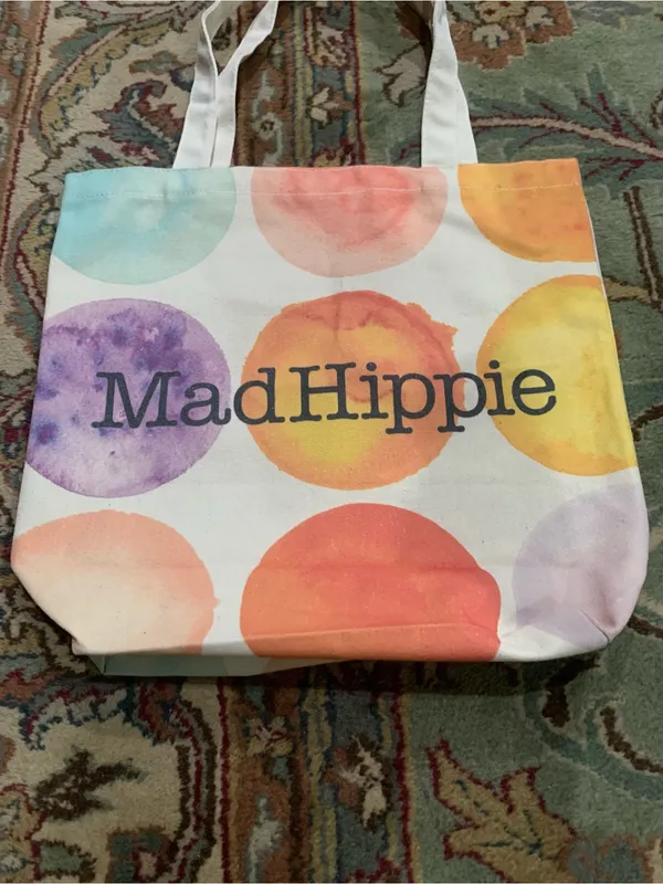 Mad Hippie Canvas Tote Bag Multi Colored Large Polka Dots - Image 2