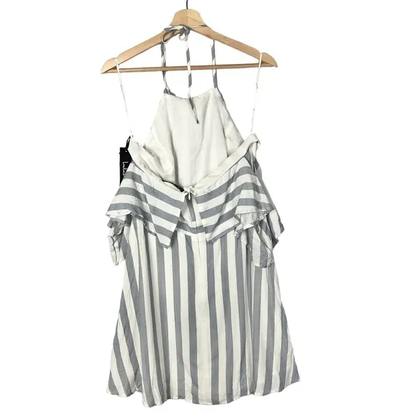 Lulu's The Wind is Right Blue and White Striped Off-the-Shoulder‎ Dress XL - Image 4