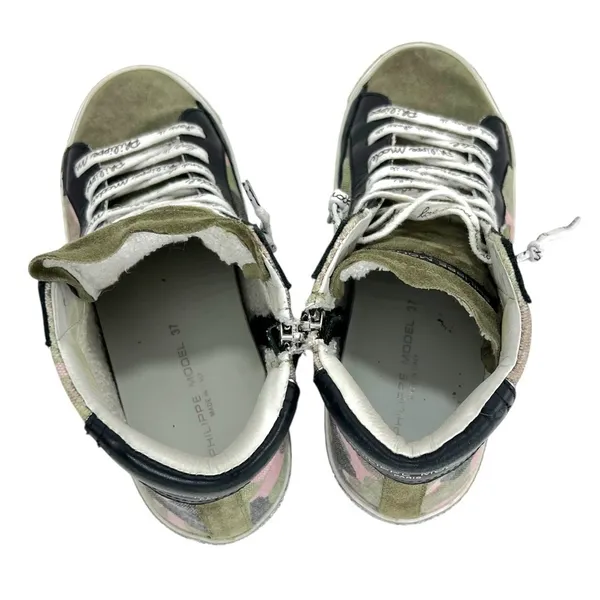 Philippe Model PRSX High Sneaker in Camouflage Military Fuschia Green Size 6 - Image 7
