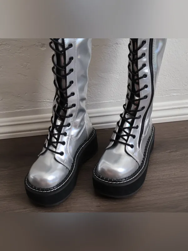 like new open box Demonia Over the Knee Combat Boots Size 6 WOMENS - Image 6