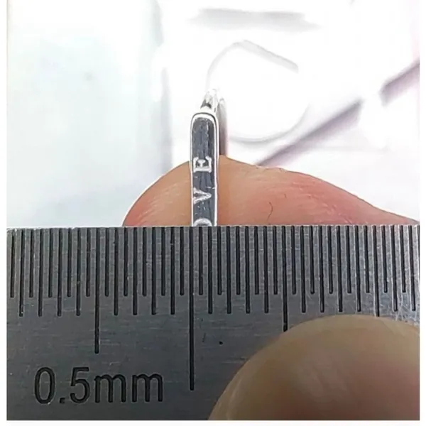 NEW Women's Dainty‎ White Gold-Plated S925 LOVE Bar Ring Size 4 - Image 8