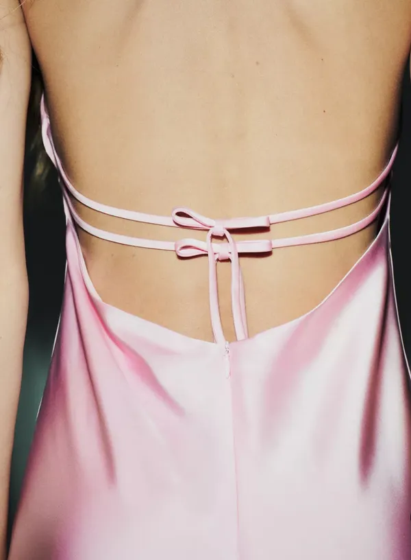 Pink Silk ZARA Dress Long - Image 2
