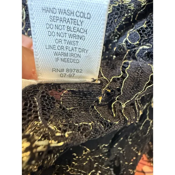 Victoria's Secret Black Gold Lace Robe 90's Glam Whimsi Goth S resort beach boho - Image 5