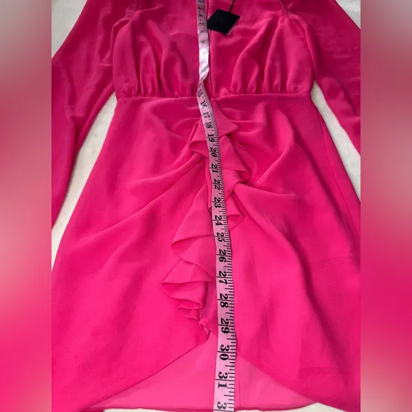 Revolve NBD Pink Sheath Dress with Bishop Sleeves and Plunge Neckline - Image 9