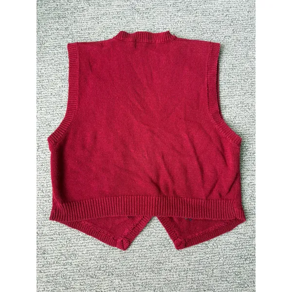 Jantzen 1980s Classics‎ Vintage Red Embroidered Button Sweater Vest Cottagecore - Image 4