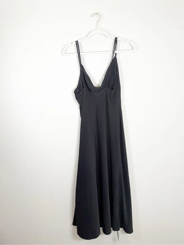 NWT PETITE Abercrombie Cowl Neck Slip Maxi Dress Black Large - Image 3