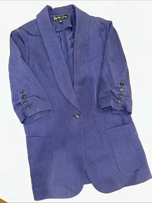 Elizabeth and James Women's Single-Button Blazer Jacket Navy - Image 2