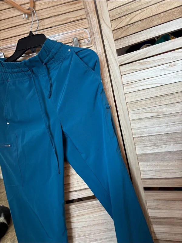 Caribbean Blue Cargo Pants 
 - Drawstring Waist Small - Image 2