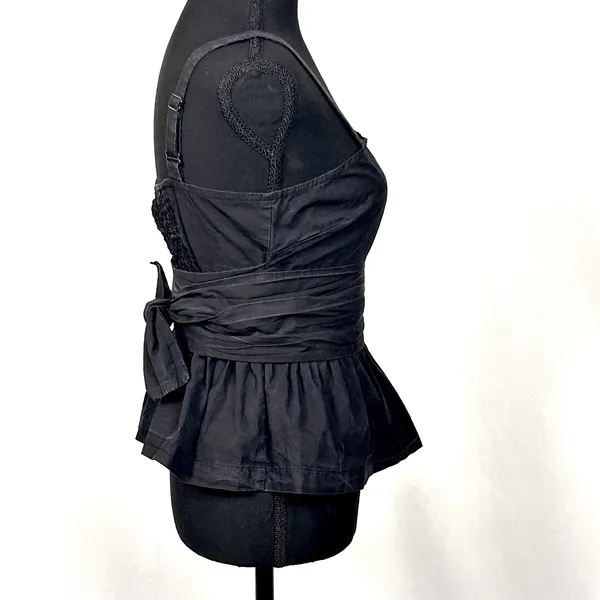 Mare Mare x Anthropologie Black Peplum Cami Top Womens XS Wrap Waist‎ Faded Y2K - Image 9