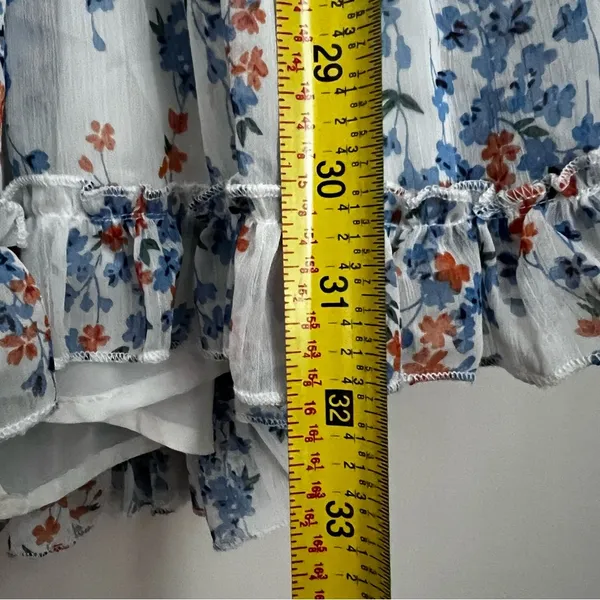 Hello Molly blue Floral Tiered Cutout Dress long sleeve flowy babydoll XS - Image 8