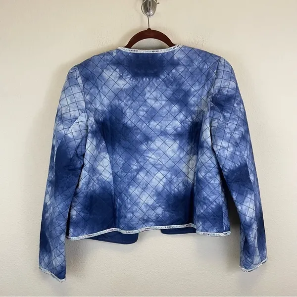 Mango Tie Dye Quilted Beaded Long Sleeve‎ Short Jacket Blue Size Large - Image 7