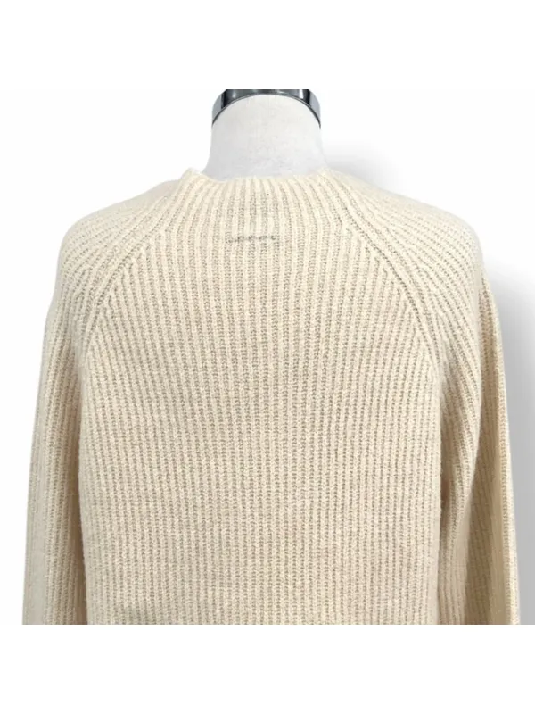 Bobeau Cream Beige Ribbed Knit Pullover Sweater Size Large Quiet Luxury - Image 6
