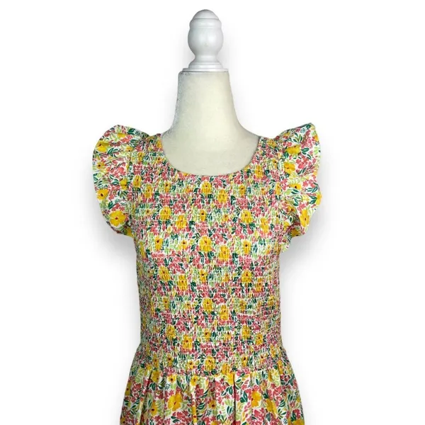 Anthropologie Cool Mode Ditsy Floral Smocked Bodice Midi Dress - Size L | Large - Image 5
