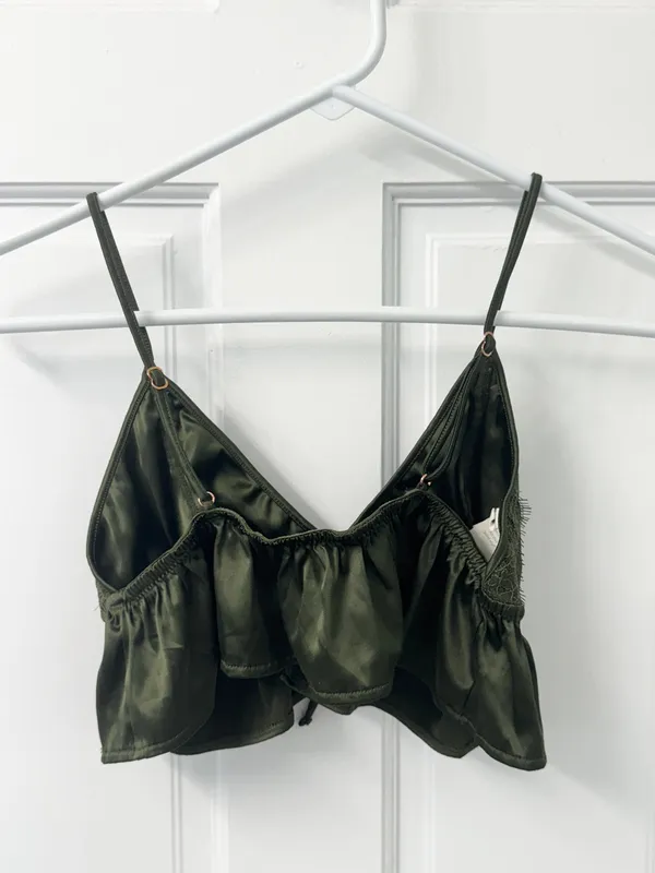 Aerie Green Lace Bralette Top Bra Cami Cropped M - Image 5