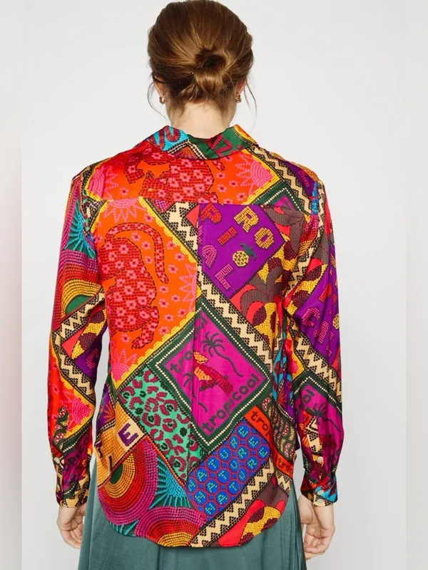 Farm Rio "Dotted Patch Scarf Shirt - Image 4