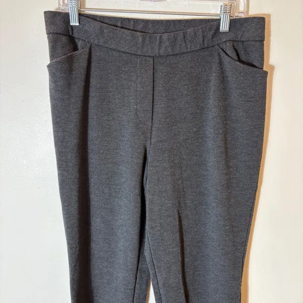 J. Jill Ponte Knit Slim‎ Leg Pants Charcoal Gray Pull On Size Medium - Image 2