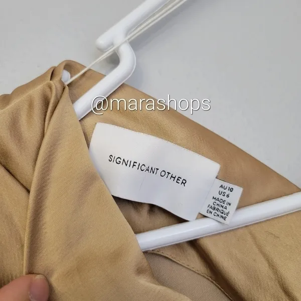 Significant Other Erika Tan Satin Dress - Image 8