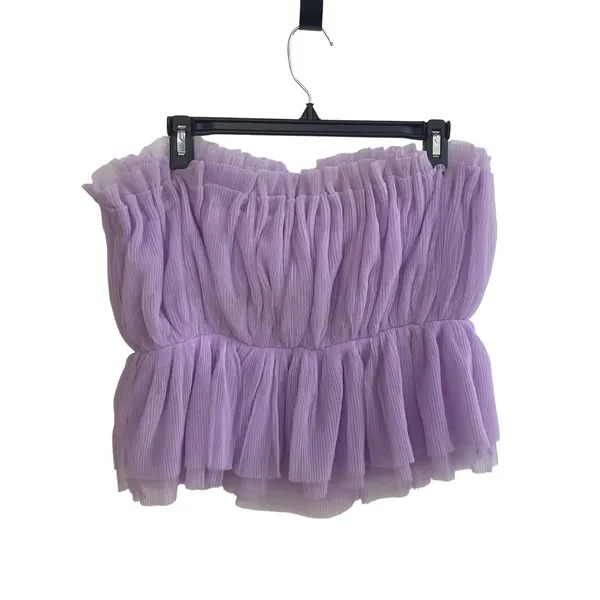 Pink Lily Tube Top Women Medium Purple Tulle Peplum Fairycore Pleated MA647 - Image 5