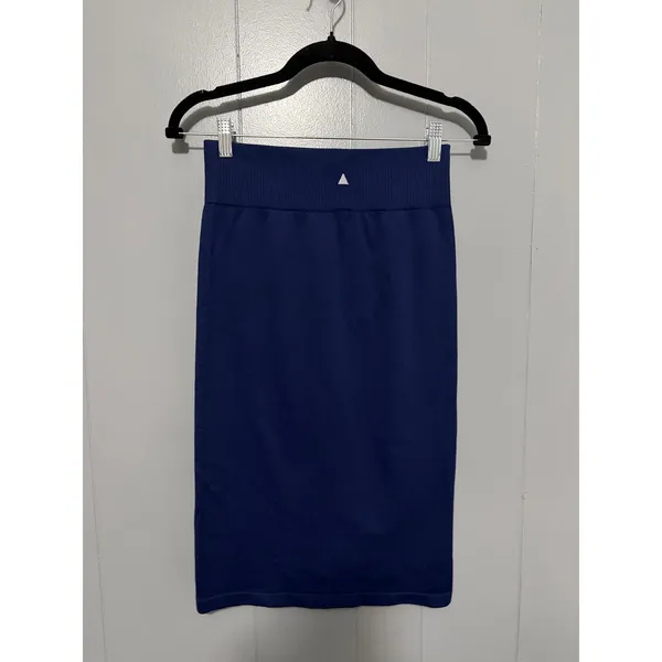Balance Athletica Navy Vitality Ribbed Fitted Athleisure Travel Midi Skirt M - Image 3