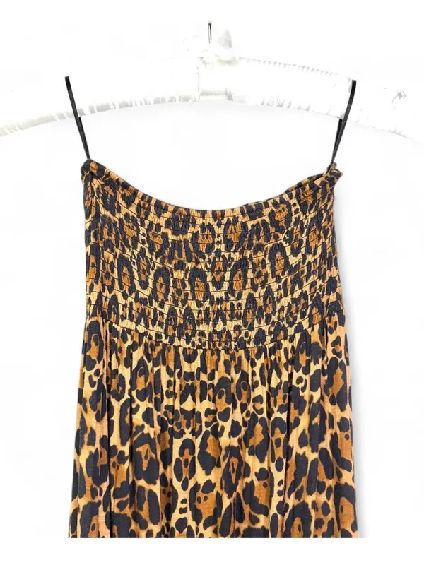 H&M DIVIDED Women’s Strapless Animal Print Tube Smocked Top Maxi Dress Size US 4 - Image 7