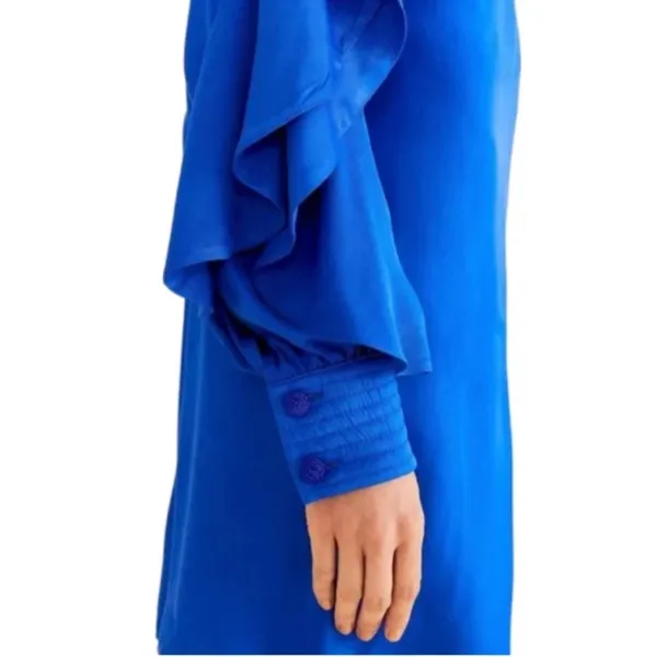 FARM RIO BRIGHT BLUE BACKLESS RUFFLED SLEEVE MINI DRESS BLUE size XL - Image 6