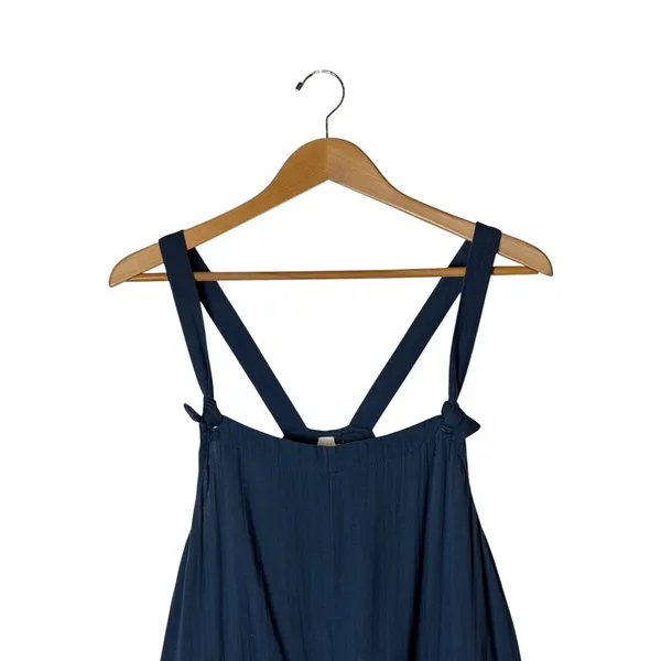 Pact Coastal Double Gauze Jumpsuit Women Medium Blue Organic Cotton Tie Strap - Image 4