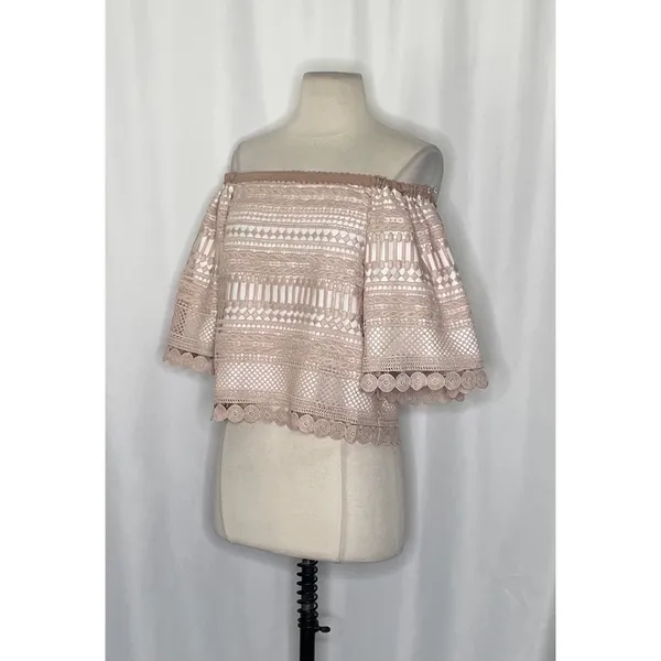 Revolve ALEXIS Finn Lace Off Shoulder Top Blouse Blush Pink Silk Lacey‎ X-Small - Image 5